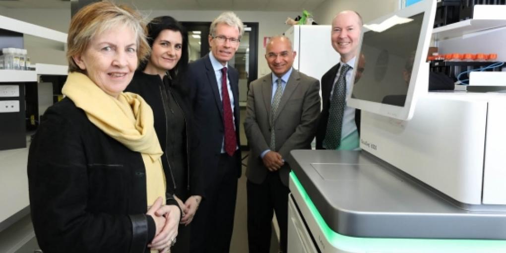 L-R Mary O'Kane, NSW Chief Scientist; Rebecca Johnson, Australian Museum Research Institute; Nicholas Fisk, UNSW Deputy Vice-Chancellor(Research); Emad El-Omar, Microbiome Research Centre; and Marc Wilkins, Ramaciotti Centre. Photo: Grant Turner/Mediakoo